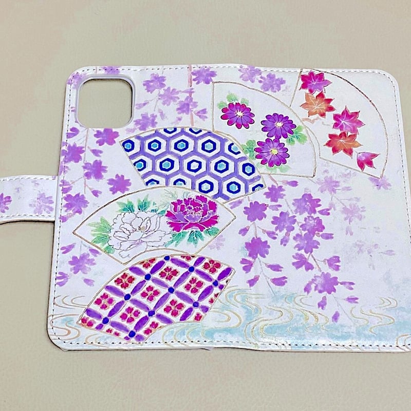 友禅スマホケース手帳型 扇子 | 隆生工房 STORE