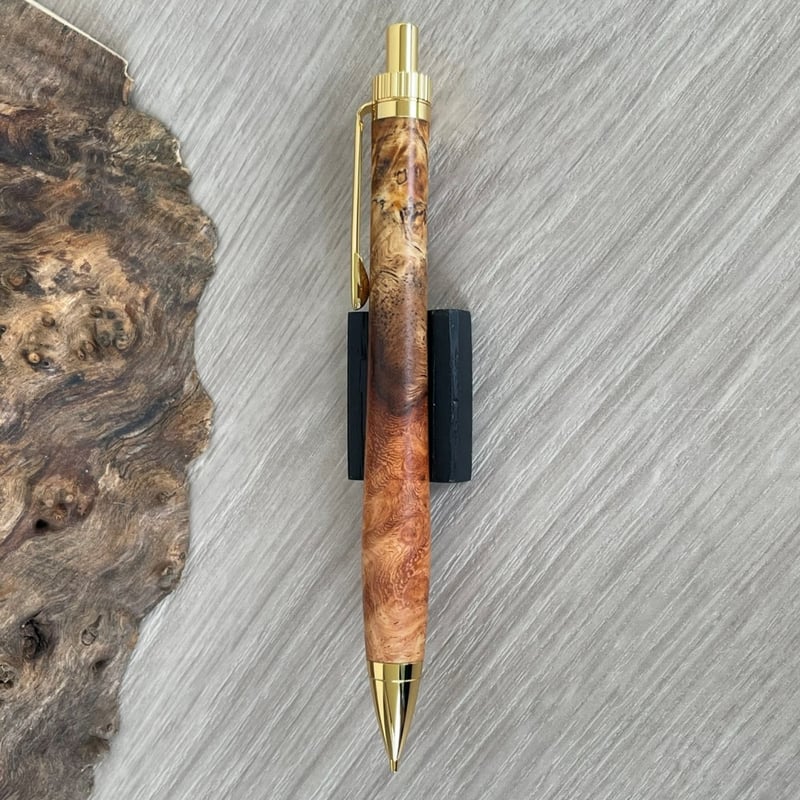 花梨瘤紅白・スポルテッド / UMA 木軸シャープペンシル/ゴールド金具