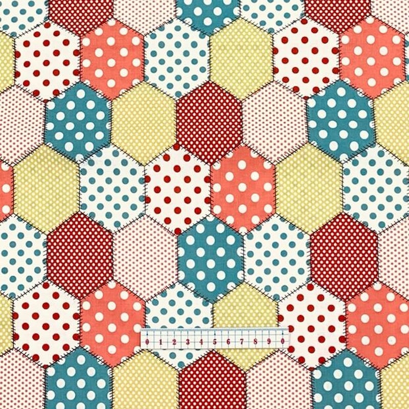 512.国産プリント ﾍｷｻｺﾞﾝﾊﾟｯﾁﾜｰｸ風 | ﾊﾟｯﾁﾜｰｸのお店 Dears Qu