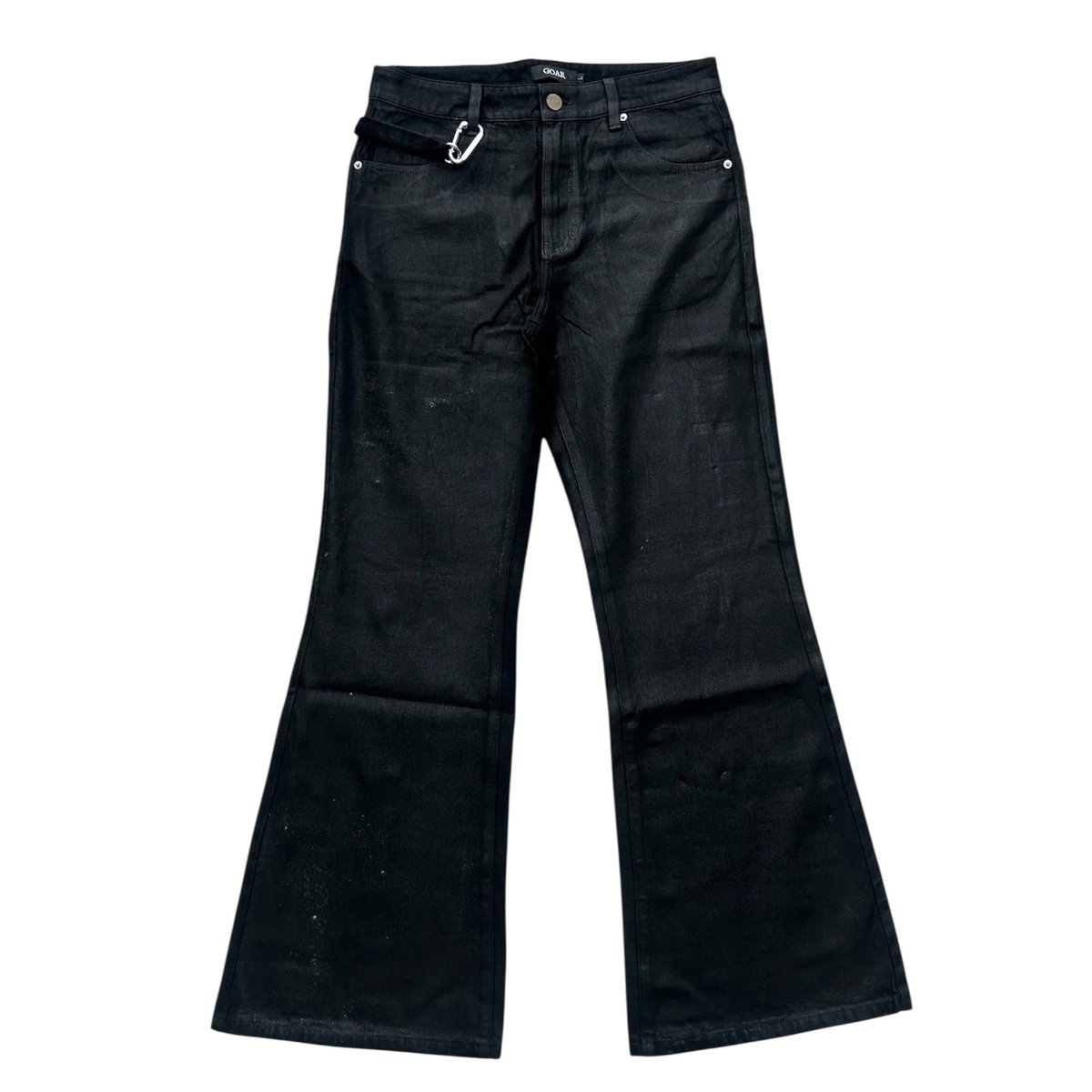 GOAR】STRAPPED OIL FLARE PANTS | AURUM