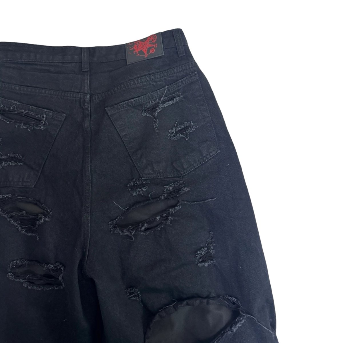 EMOSTANCECLUB】DESTROYED BAGGY WIDE LEG JEANS B