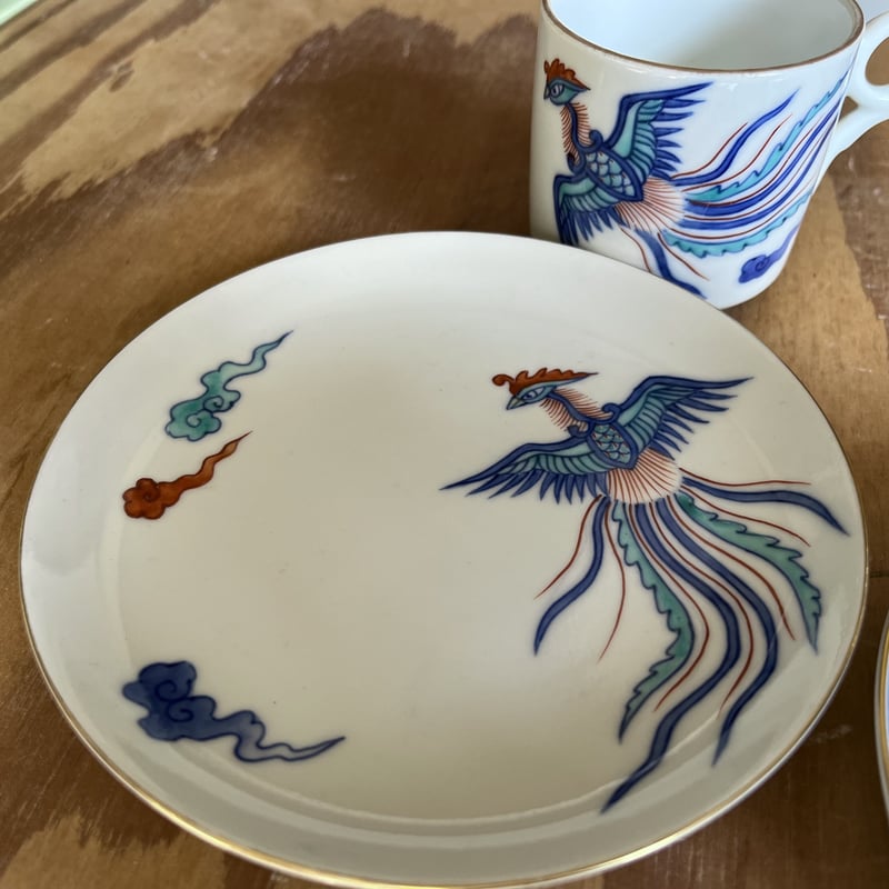 染錦瑞雲鳳凰文珈琲碗／染錦龍鳳凰文珈琲碗 | 辻精磁社 つじのくら