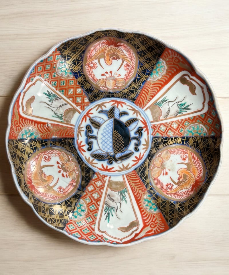 古伊万里 大皿 額皿 馬 飾皿 色絵 金彩 46cm 共箱入 大皿 陶磁器 古