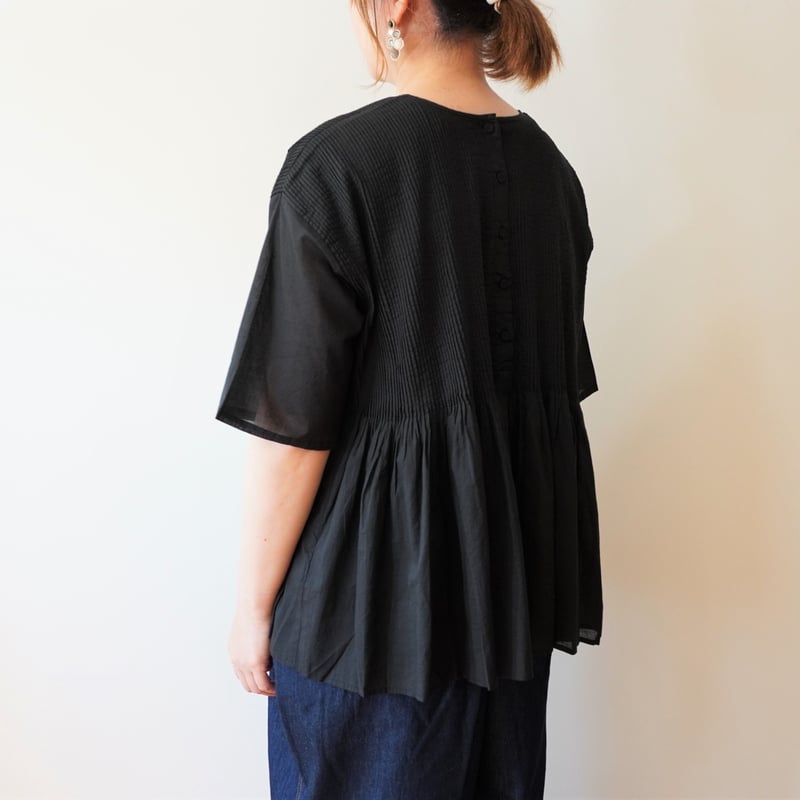 maison de soil／オーガニックコットンボイル ピンタックブラウス