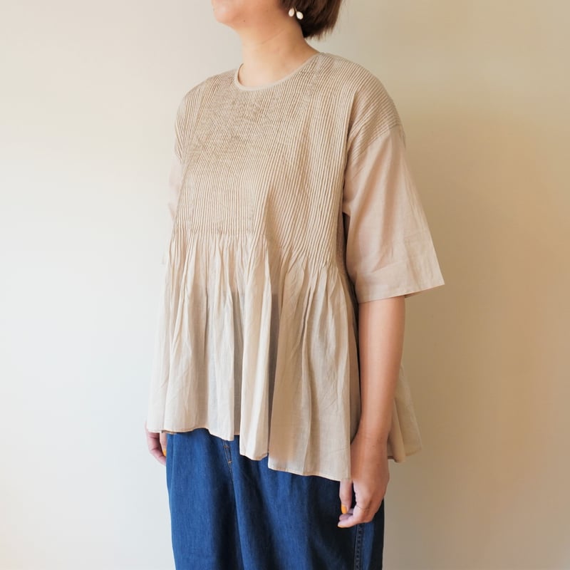 maison de soil／オーガニックコットンボイル ピンタックブラウス