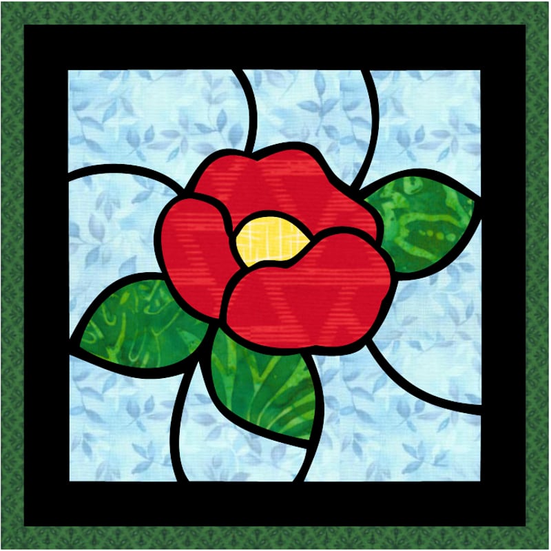 椿 ステンドグラス風キルト（MOSAIC QUILT）型紙 | Quilt Compass S