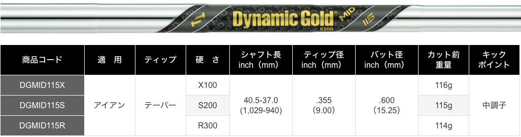 ダイナミックゴールド MID 115 アイアン用シャフト | クリエーション