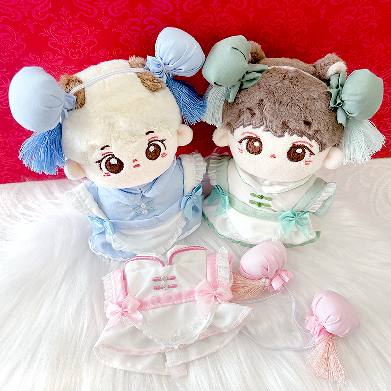 ぬい服】 ぬいぐるみ用チャイナエプロン&ヘッドドレスセット 10cm~15