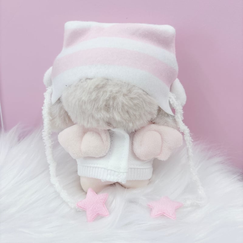 ぬい服 猫耳ニット帽&羽付きスウェットセット 10cm用【推し活グッズ
