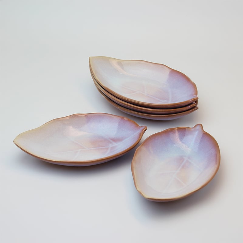 萩焼 向付 葉型 葉形 葉皿 銘々皿 5客 日本料理 料亭 割烹 萩焼 向付