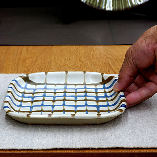 和食器 布志名焼 袖師窯 大角皿 18cm スリップ 白 | うつわの店