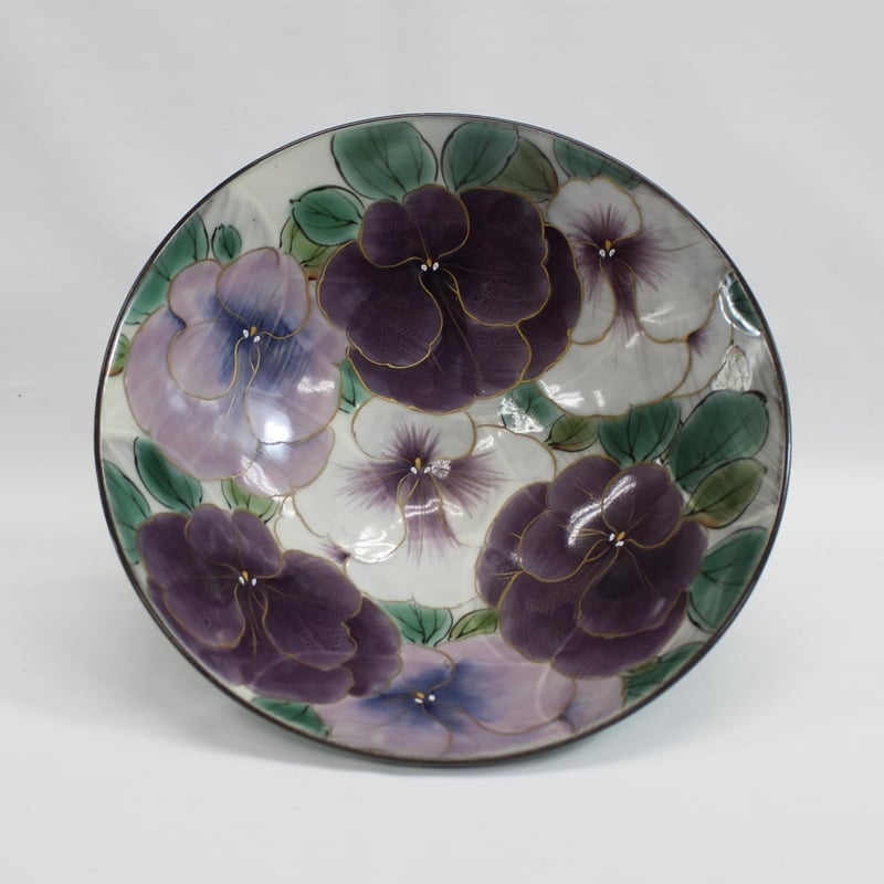 特選品 京都 京焼（清水焼） 土淵陶葊(どぶちとうあん)作 ☆パンジー六