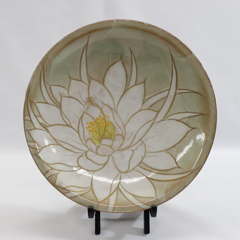 特選品 京都 京焼（清水焼） 土淵陶葊(どぶちとうあん)作 ☆月下美人六