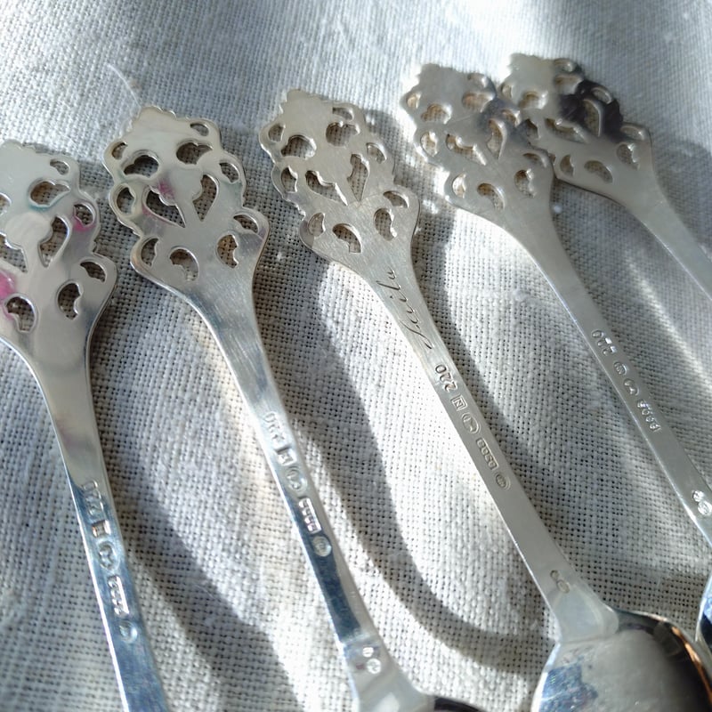 Norwayノルウェーシルバー830VikingRoseのコーヒー/モカスプーン6本