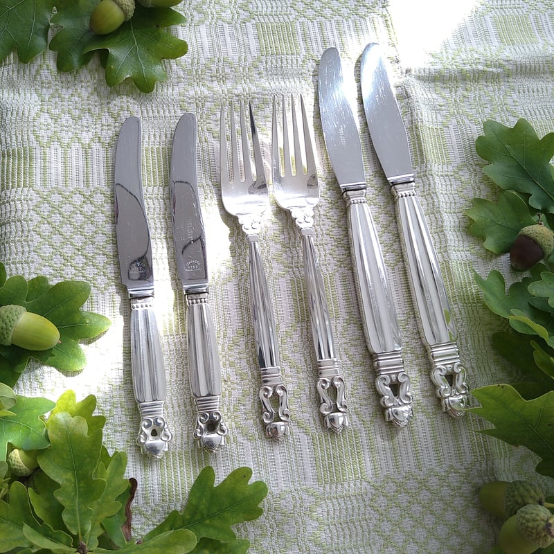 GeorgJensenエコーンのランチ用フォークとナイフとフルーツナイフ