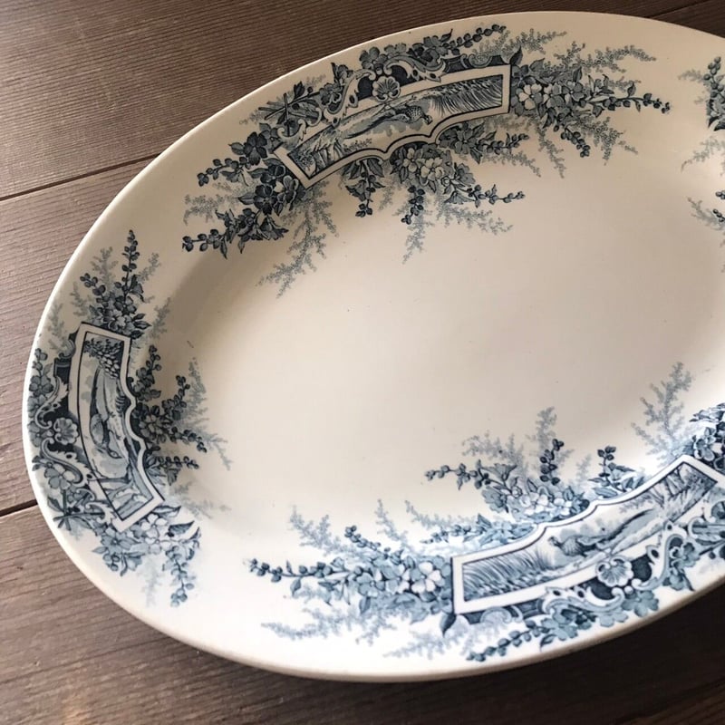 Luneville】リュネヴィル フランス アンティーク オーバル型プレート