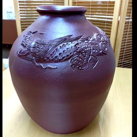 存在感抜群】 古い甕 貯蔵壺 古民具 時代物 陶器 ごげ茶59センチ