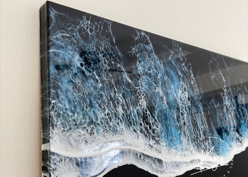 レジンアート【波のキャンバス】☆現品 ブラックオーシャン ワイド