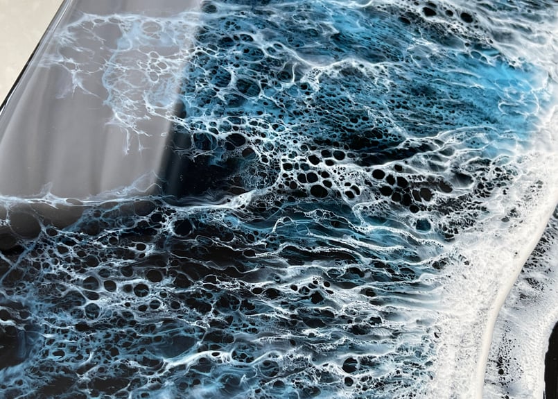 レジンアート【波のキャンバス】☆現品 ブラックオーシャン ワイド