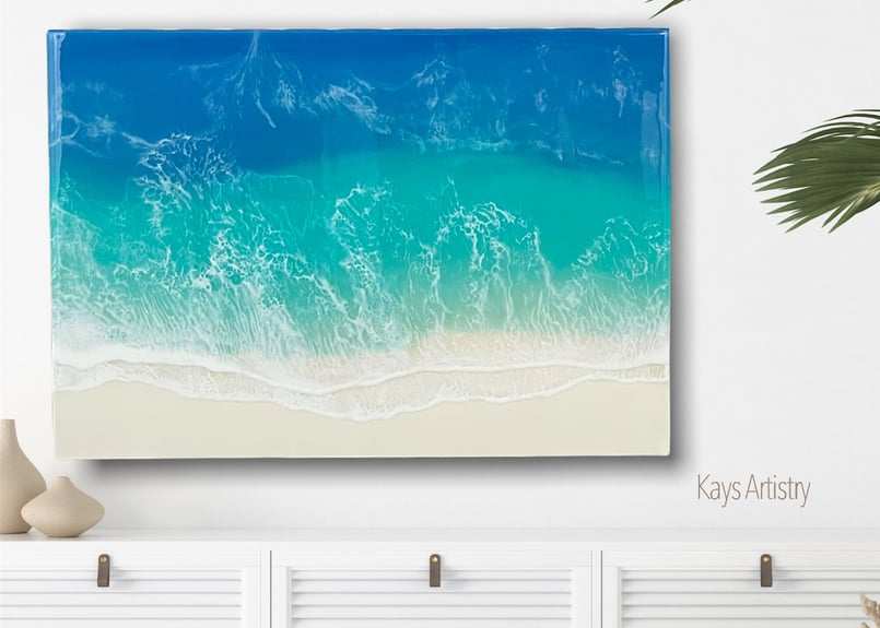 レジンアート【波のキャンバス】受注制作Largeサイズ(A2) 大サイズ 海