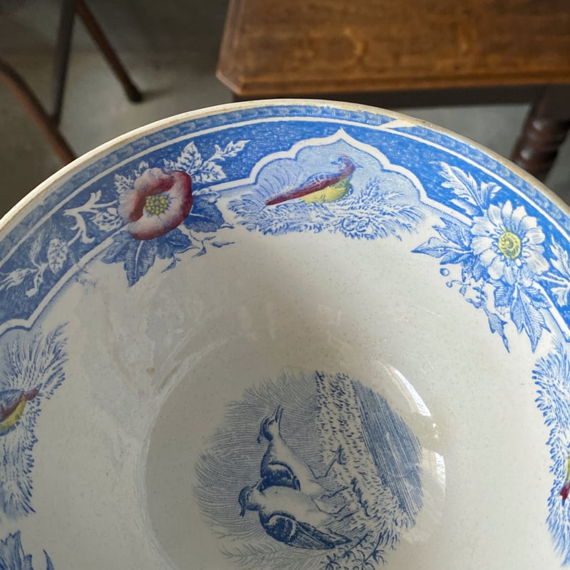 サルグミンヌ SARREGUEMINES カフェオレ ボウル 雉 青 フランス