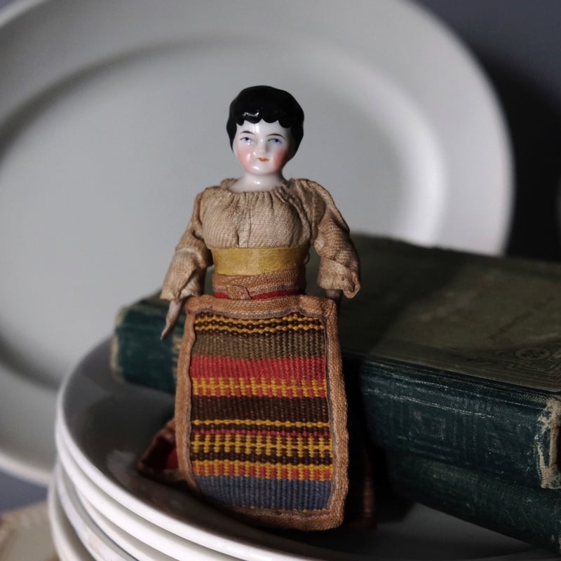 ドイツ製 チャイナヘッドドール ビスクドール 12.5cm アンティーク