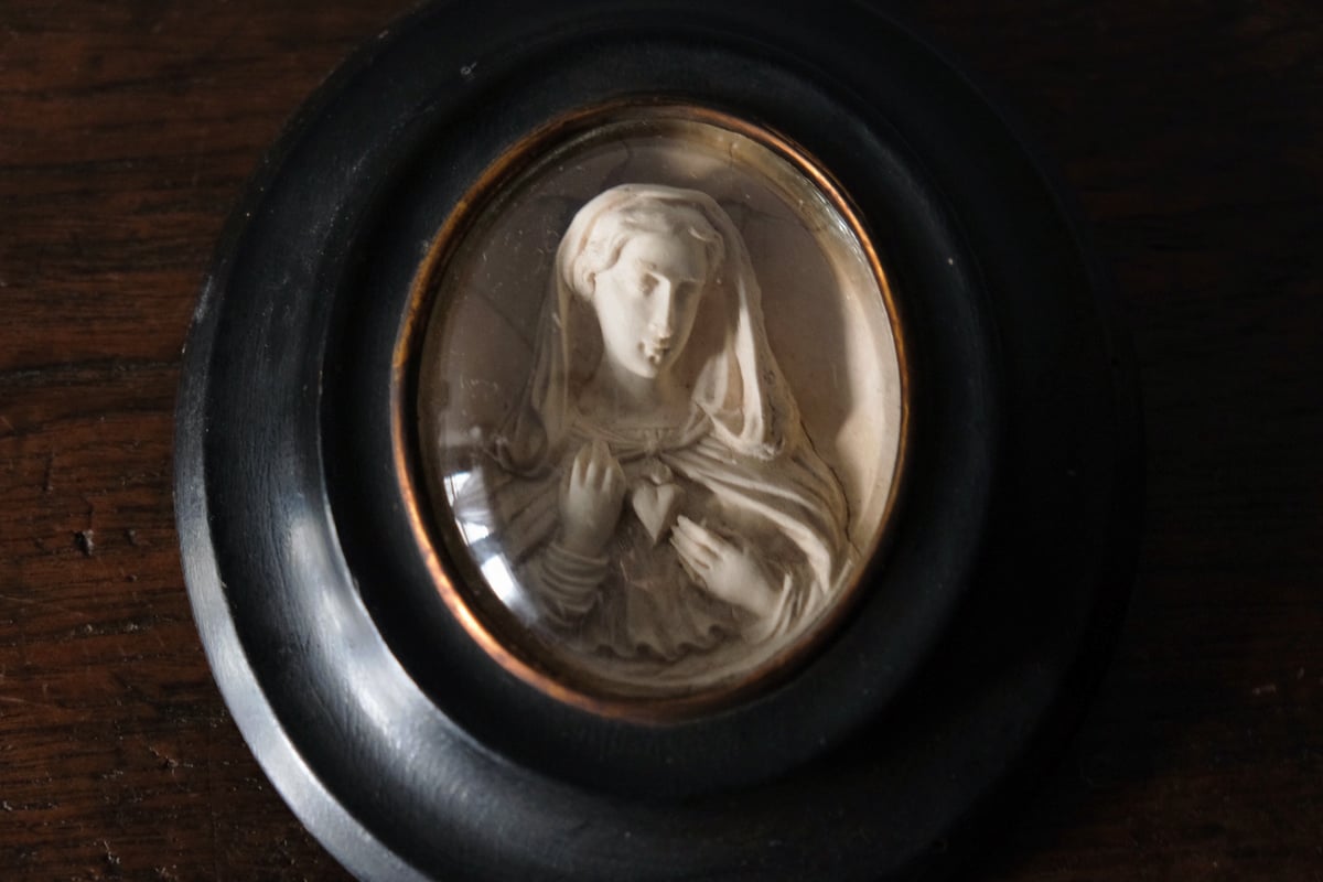 メダイヨン 聖母 マリア 額装品 フランス アンティーク 0501546