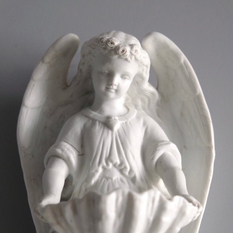 天使 ベニティエ 聖水盤 ビスク h26.3cm フランス アンティーク