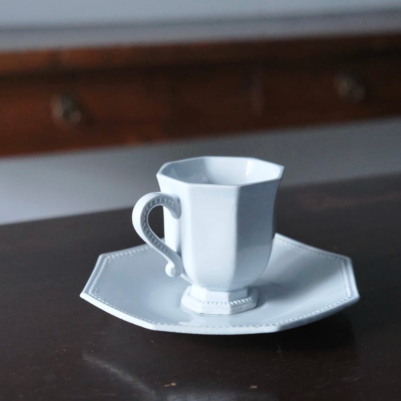 Creil&Montereau 水色 オクトゴナル カップ アンド ソーサー クレイユ