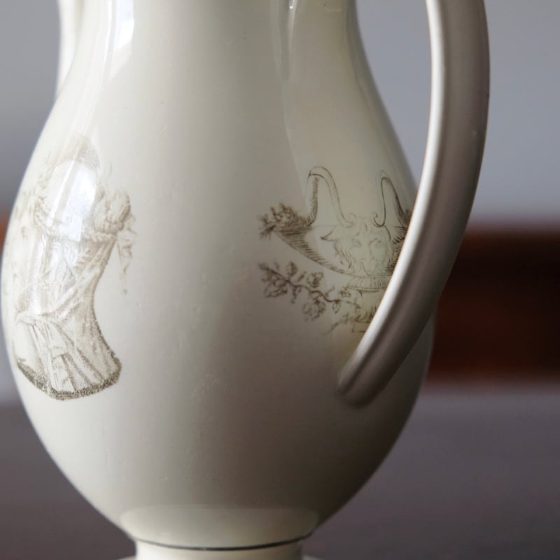 Creil クレイユ ファイアンスフィーヌ グリザイユ カフェティエール