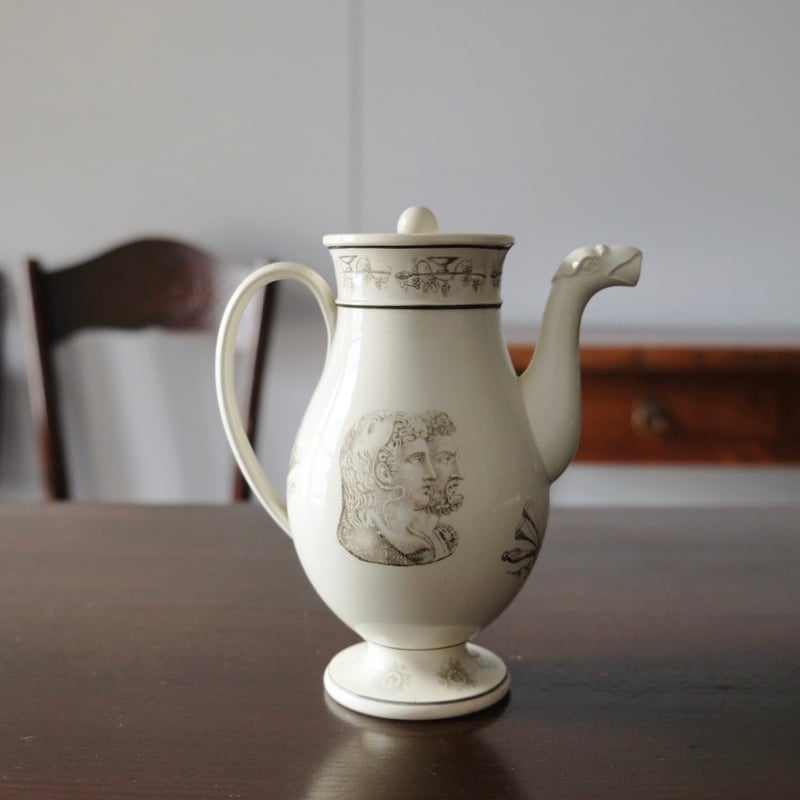 Creil クレイユ ファイアンスフィーヌ グリザイユ カフェティエール