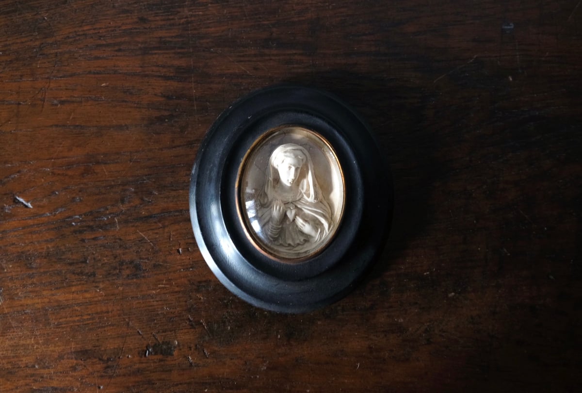 メダイヨン 聖母 マリア 額装品 フランス アンティーク 0501546
