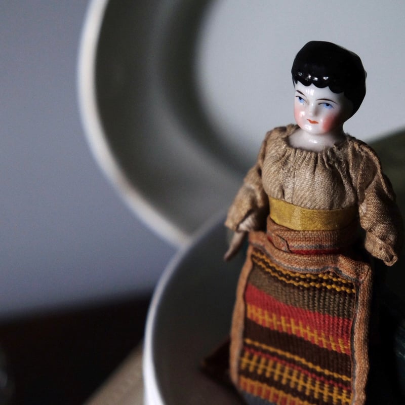 ドイツ製 チャイナヘッドドール ビスクドール 12.5cm アンティーク