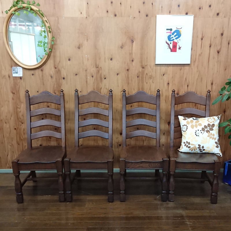 オランダ製 4脚セット ダッチカントリーダイニングチェア・ハイバック