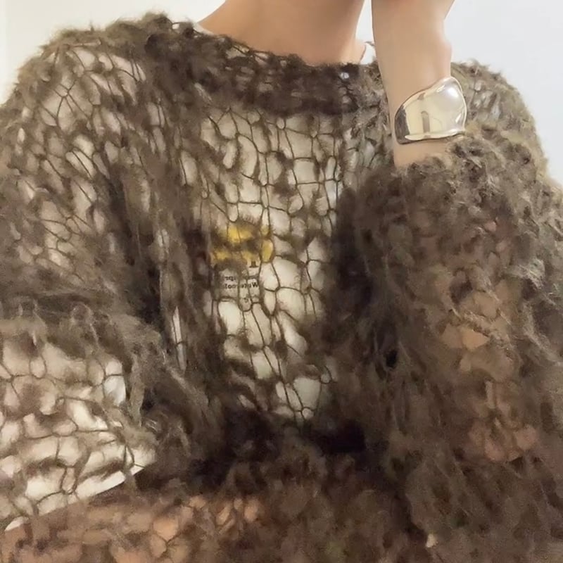 mohair knit pullover（khaki）プルオーバーモヘアニット（カーキ）#31
