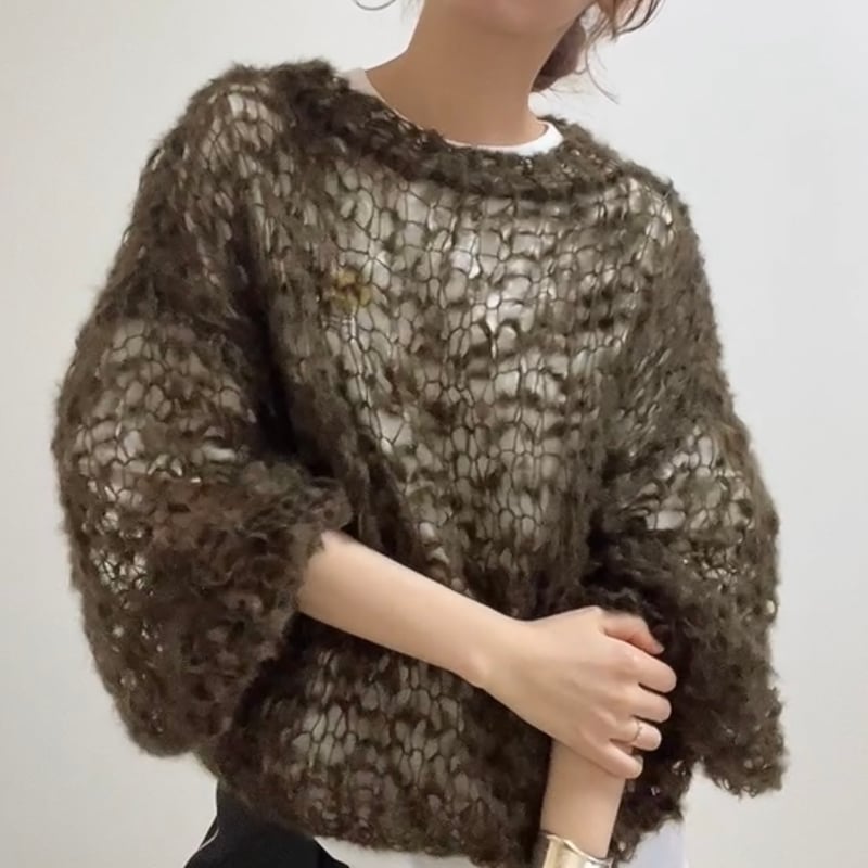 mohair knit pullover（khaki）プルオーバーモヘアニット（カーキ）#31