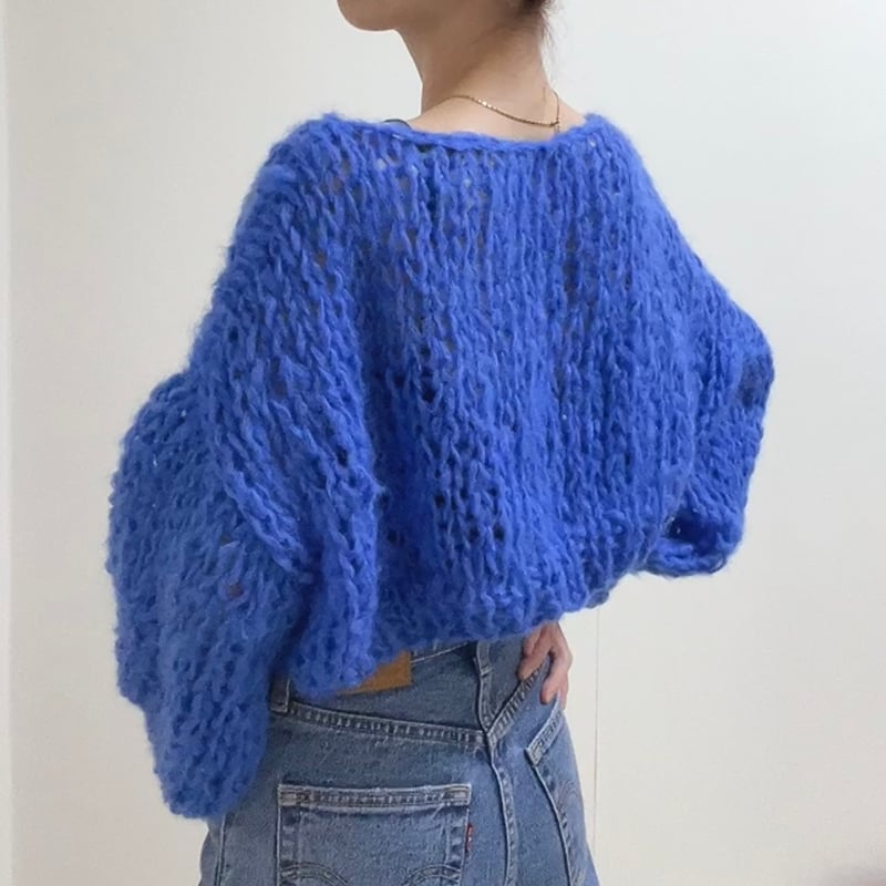 mohair knit pullover（Blue）プルオーバーモヘアニット（ブルー）#300