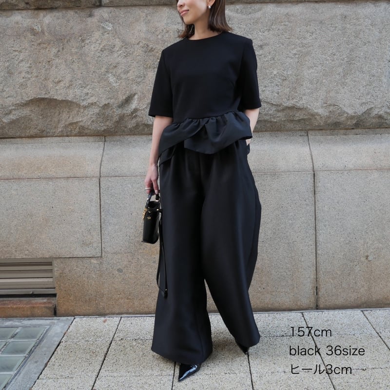 美品⭐︎Heve シルキータックワイドパンツ ブラック