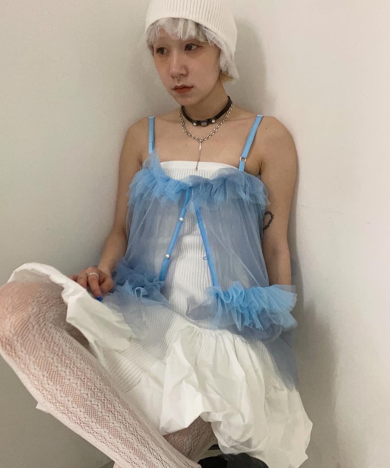 VIVIANO × jurk 水色チュールフリルキャミソール VIVIANO × JURK