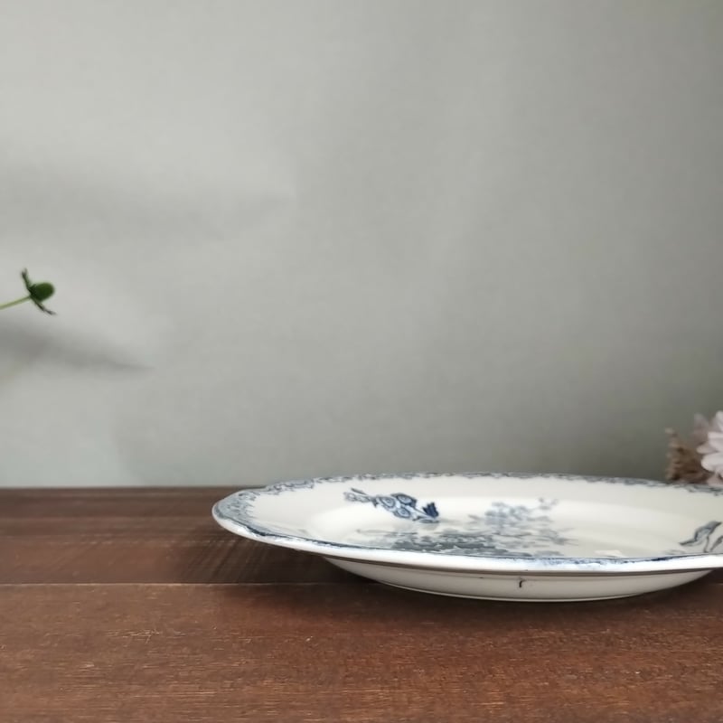 フランスアンティークプレート サルグミンヌ フォンタンジュ青 右上