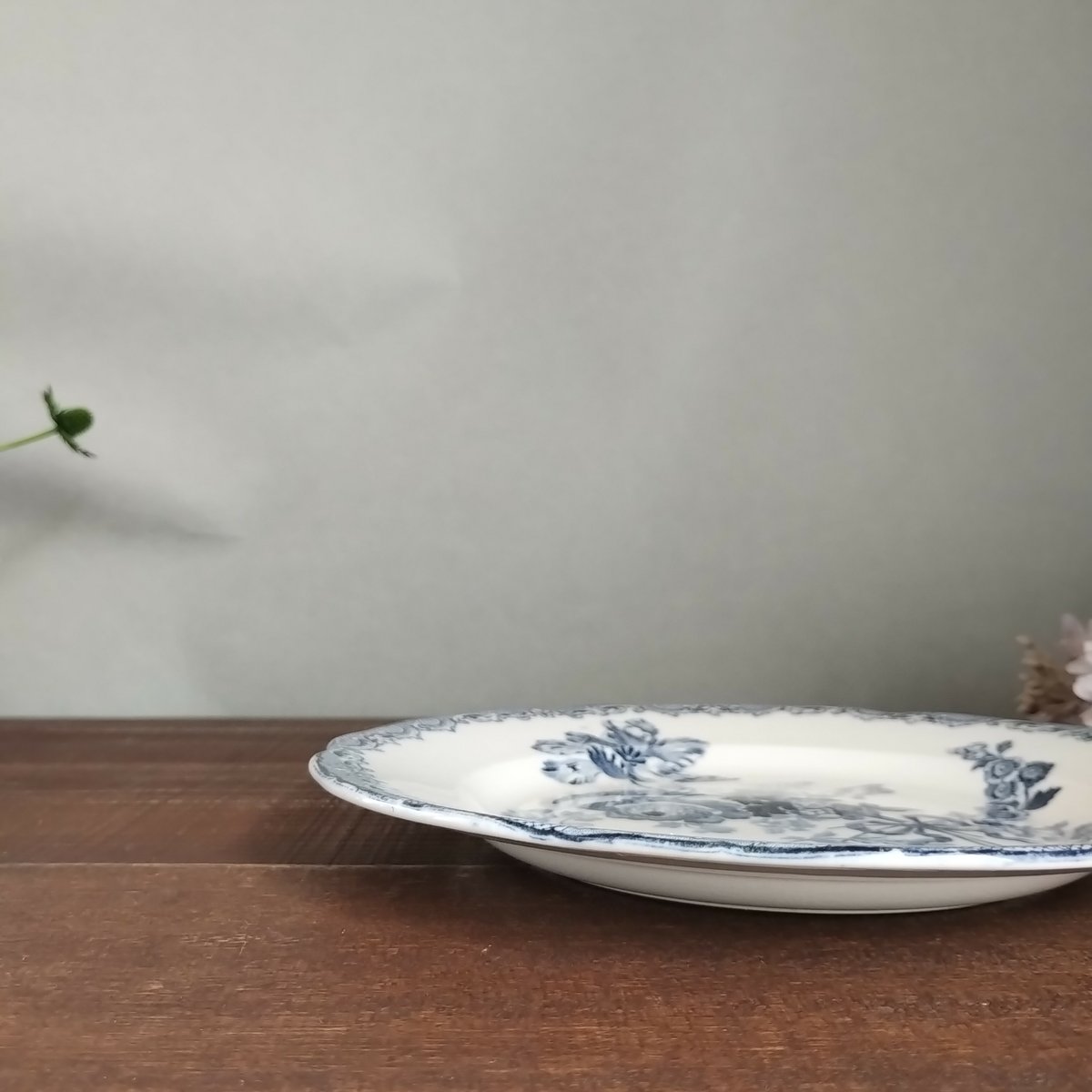 フランスアンティークプレート サルグミンヌ フォンタンジュ青 右上