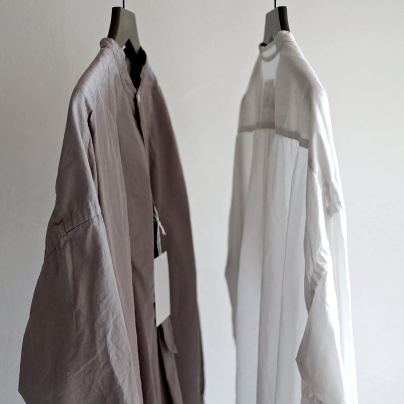 ガーメントダイオーガニックコットンポプリンタキシードロングシャツ