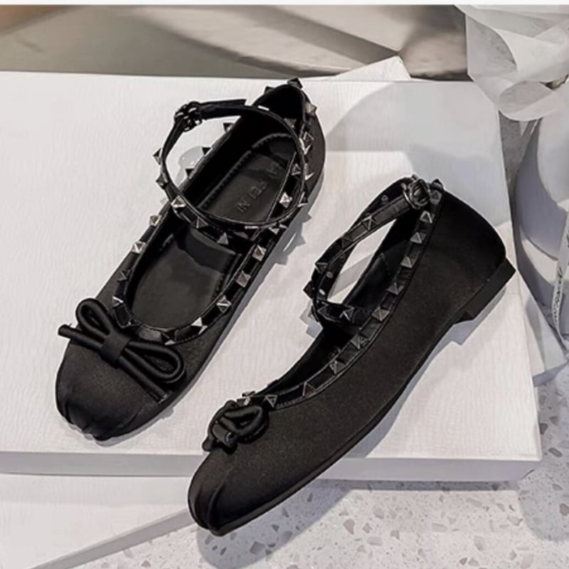 スタッズリボンバレエシューズ | HANNA CLOSET online