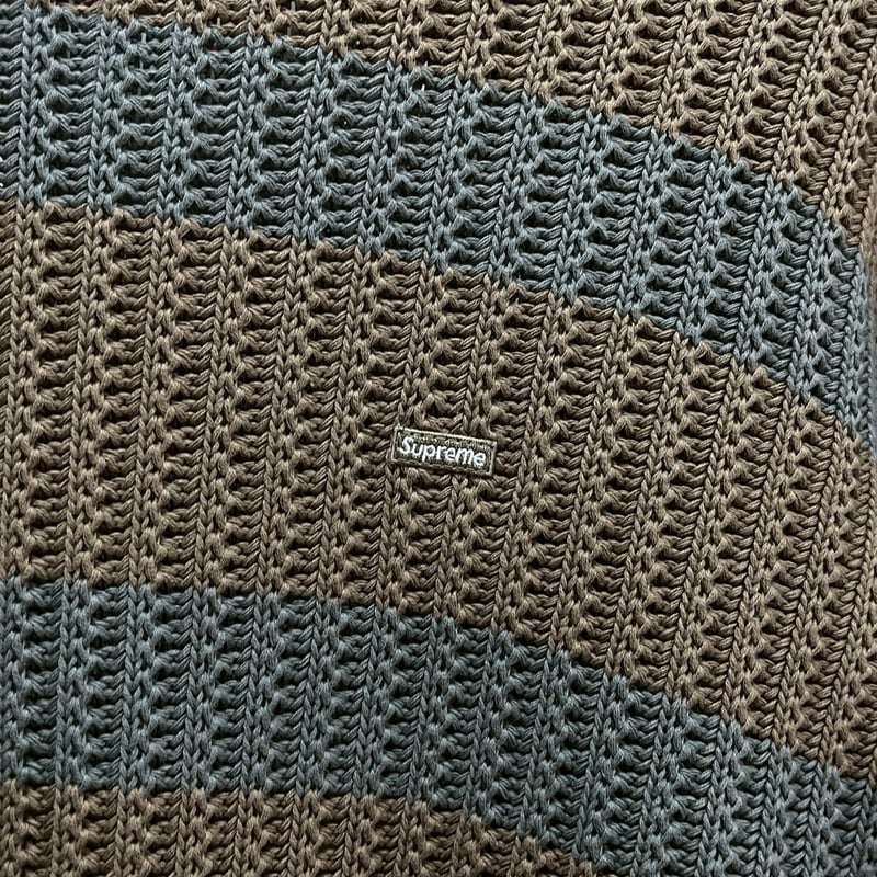 Supreme LOOSE GAUGE STRIPE SMALL SWEATER KHAKI