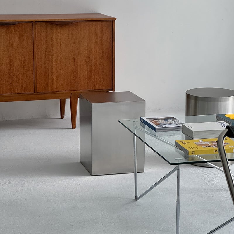 table-03166 ステンレス スクエア サイドテーブル スツール H40 W30 | A