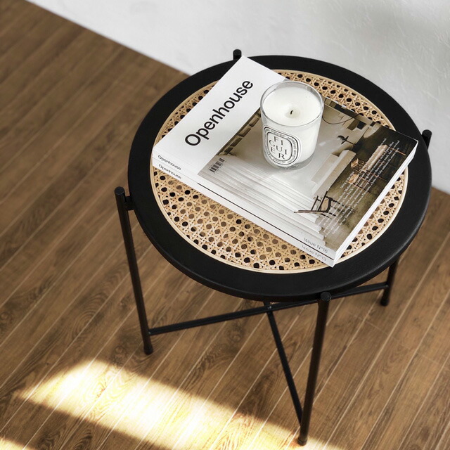 table-03023 ラタン サイドテーブル 直径40cm | ART OF BLACK