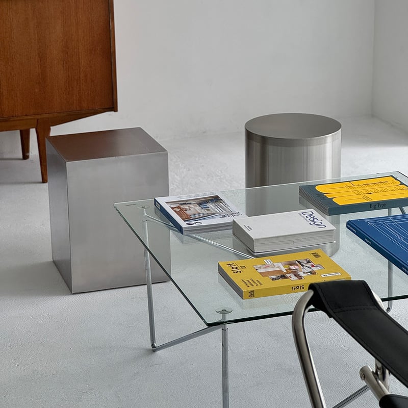 table-03166 ステンレス スクエア サイドテーブル スツール H40 W30 | A