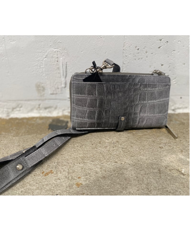M.U.L.ウォレットショルダー☆ホワイトヌバッククロコダイル型押し