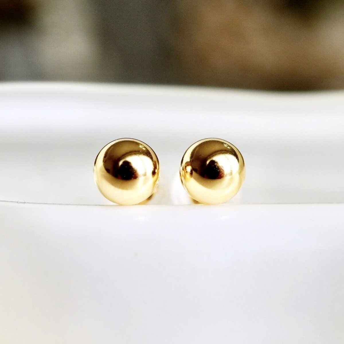 K18YG(イエローゴールド) シンプル ボール ピアス 5mm 保証書付 | Koselig