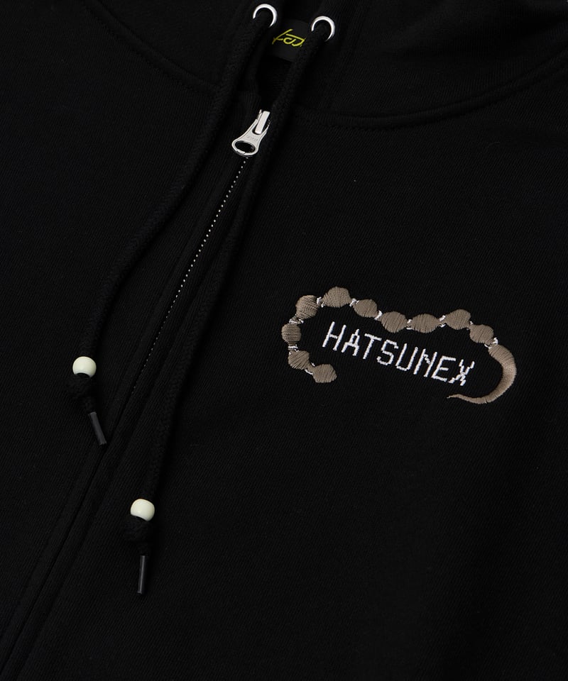 Hatsunex “MITERU” Zip upパーカー（モノクロブラック） | HATSUN